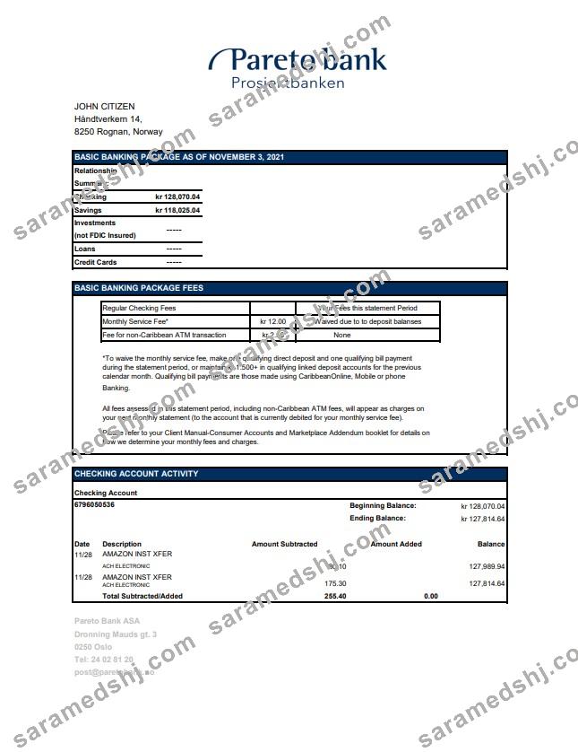 Norway Pareto Bank excel pdf